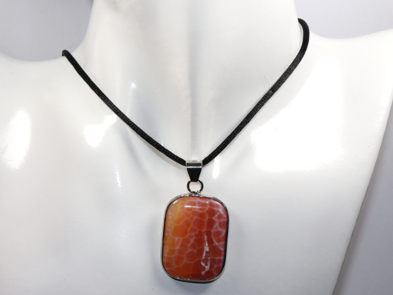 fire agate with cord or silver 925