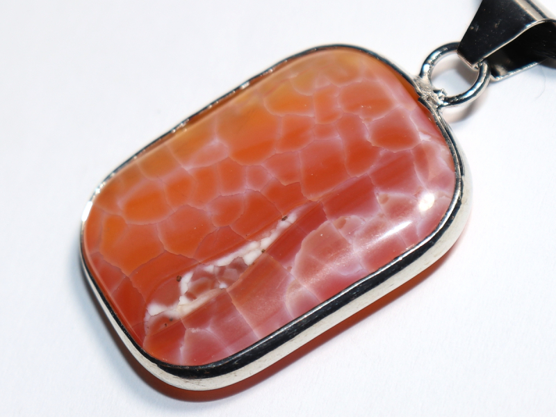 fire agate with cord or silver 925