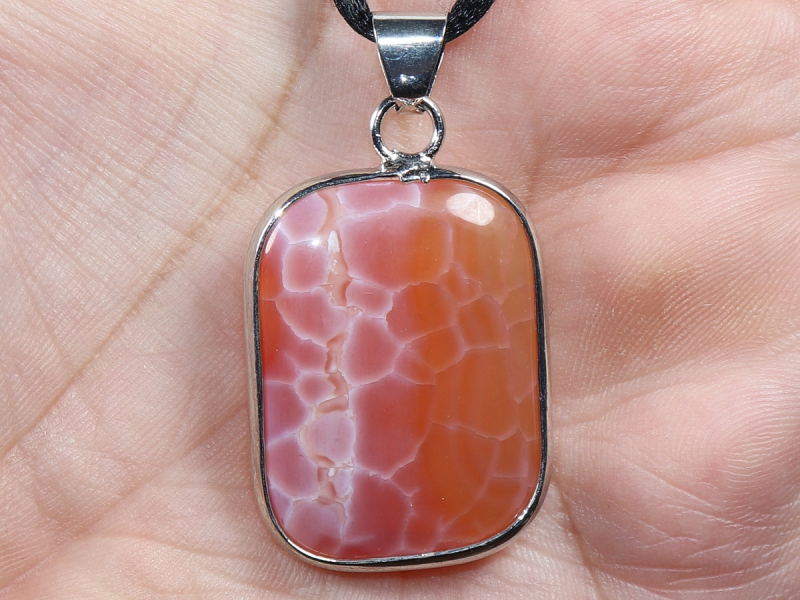 fire agate with cord or silver 925