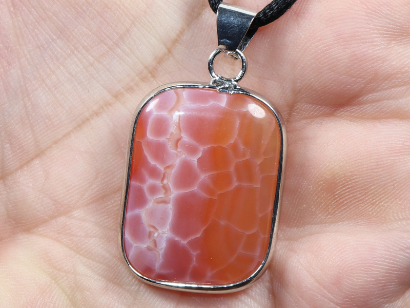 fire agate with cord or silver 925