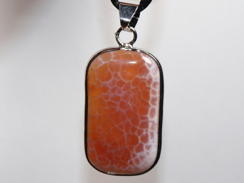 fire agate with cord or silver 925