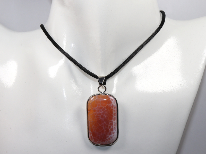 fire agate with cord or silver 925