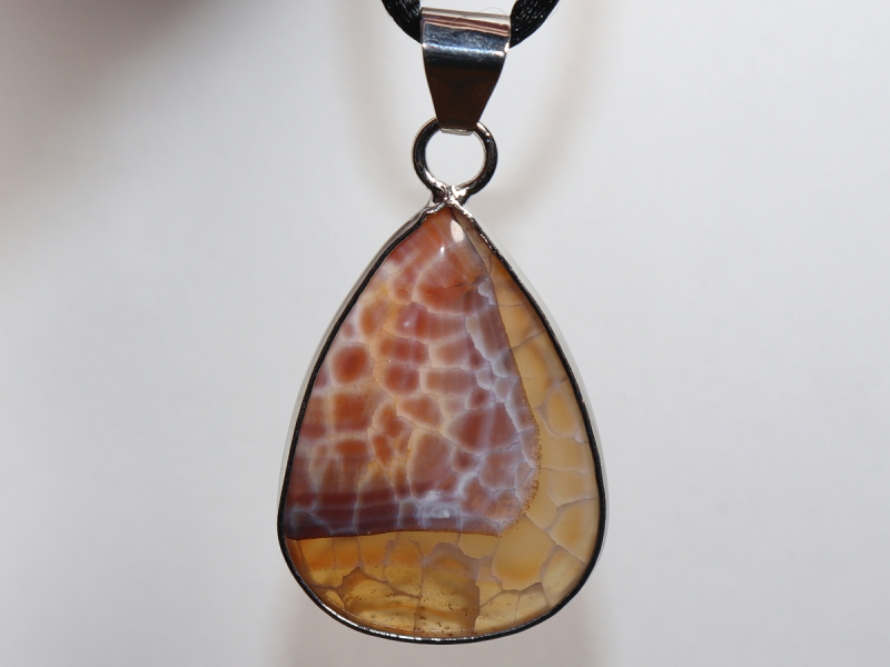 fire agate with cord or silver 925