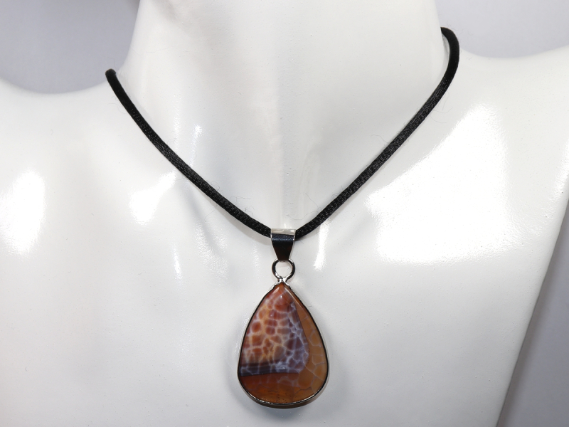 fire agate with cord or silver 925