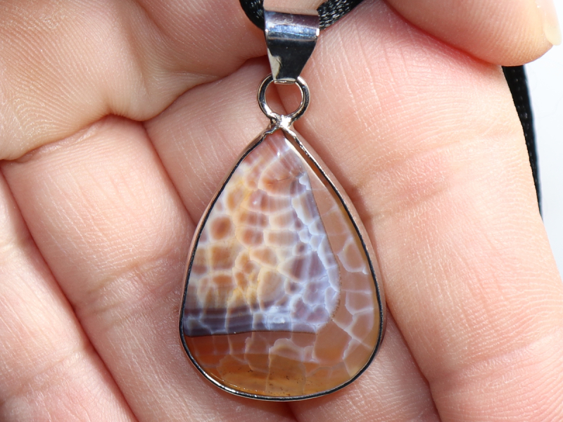 fire agate with cord or silver 925