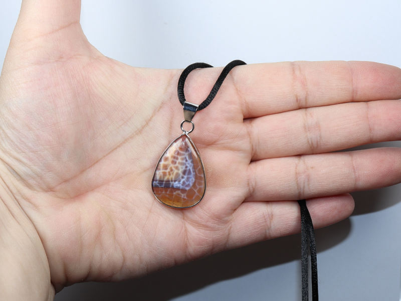 fire agate with cord or silver 925