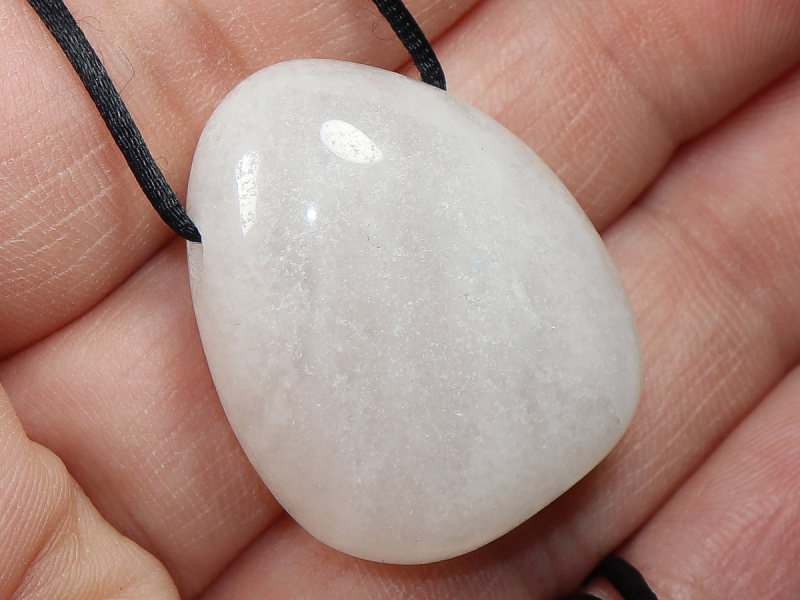 snow quartz with cord or silver 925