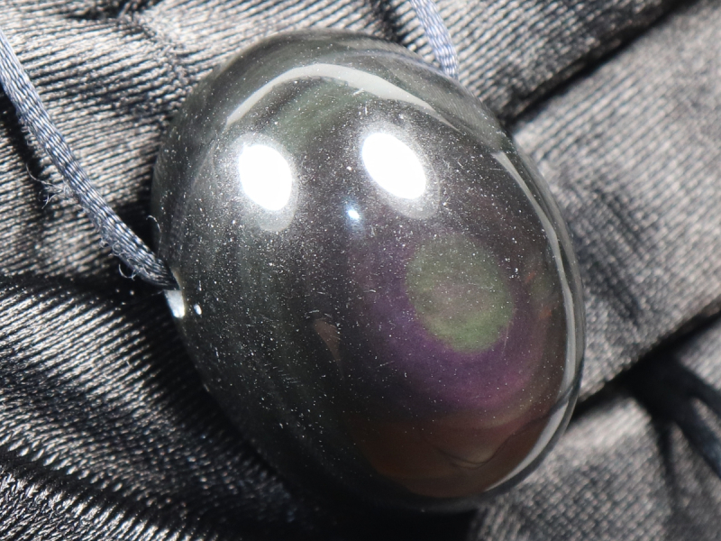 rainbow obsidian with cord or silver 925
