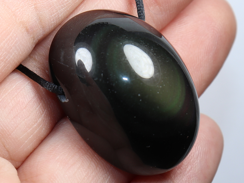 rainbow obsidian with cord or silver 925