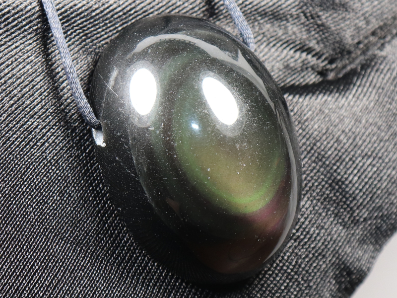 rainbow obsidian with cord or silver 925