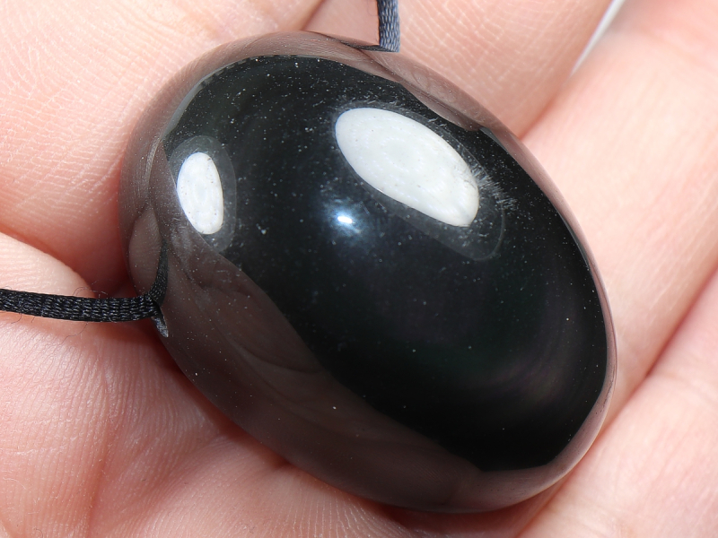 rainbow obsidian with cord or silver 925