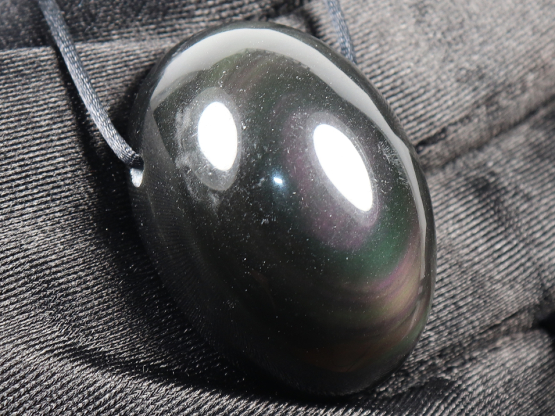 rainbow obsidian with cord or silver 925