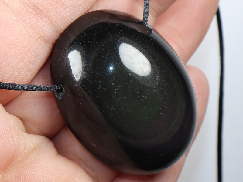 rainbow obsidian with cord or silver 925