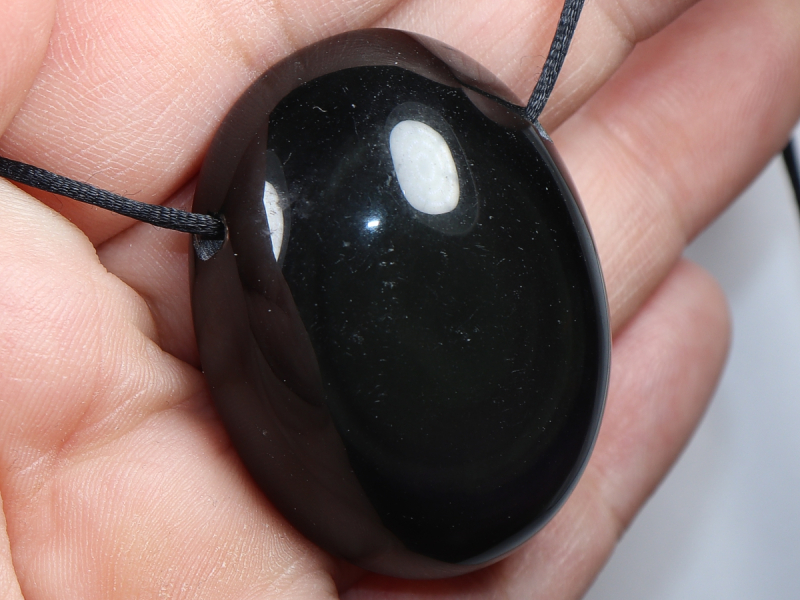 rainbow obsidian with cord or silver 925
