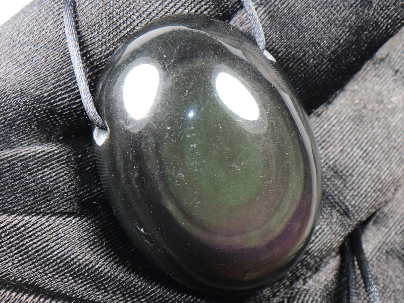 rainbow obsidian with cord or silver 925