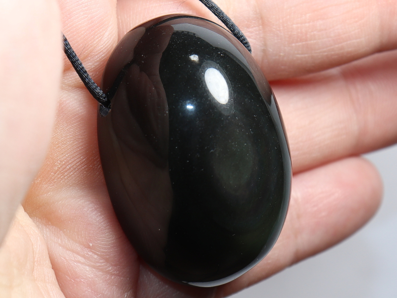 rainbow obsidian with cord or silver 925