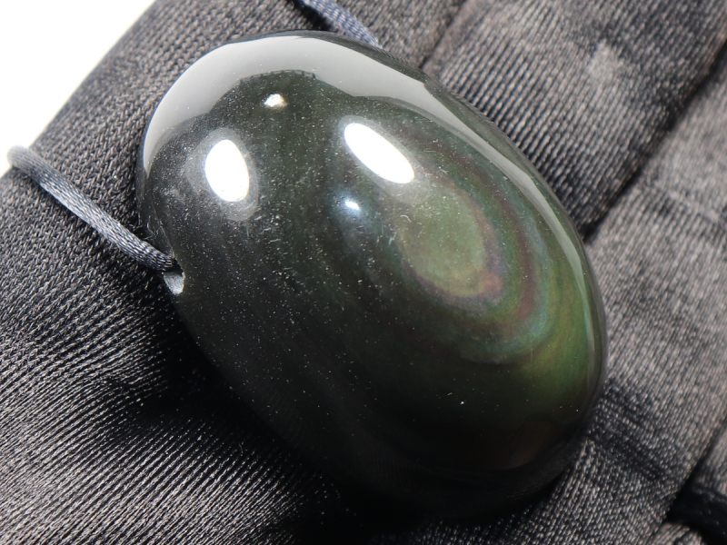 rainbow obsidian with cord or silver 925