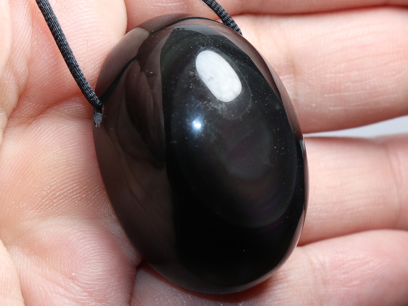 rainbow obsidian with cord or silver 925
