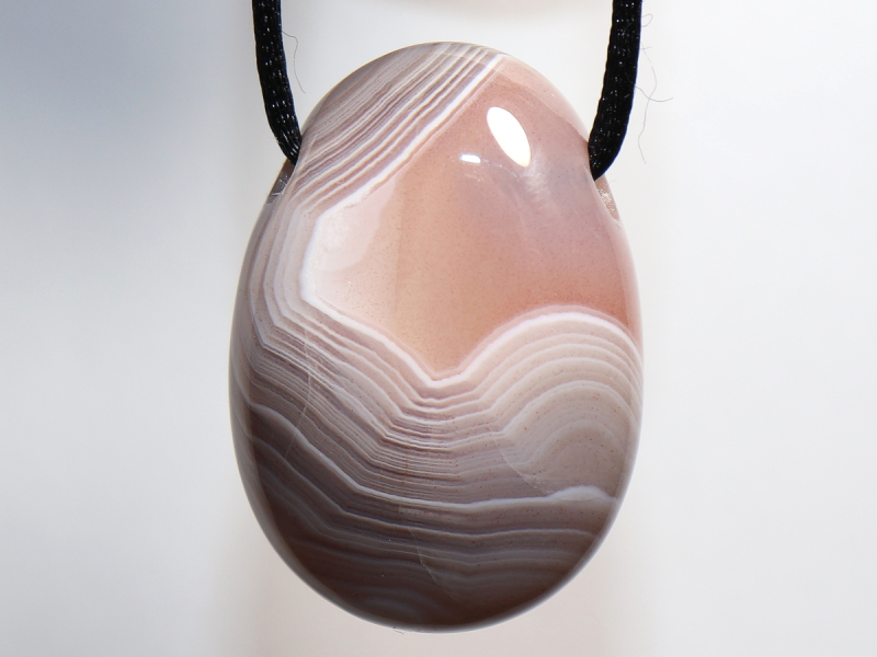 Botswana agate with cord or silver 925