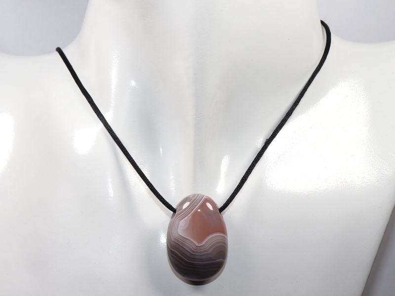 Botswana agate with cord or silver 925