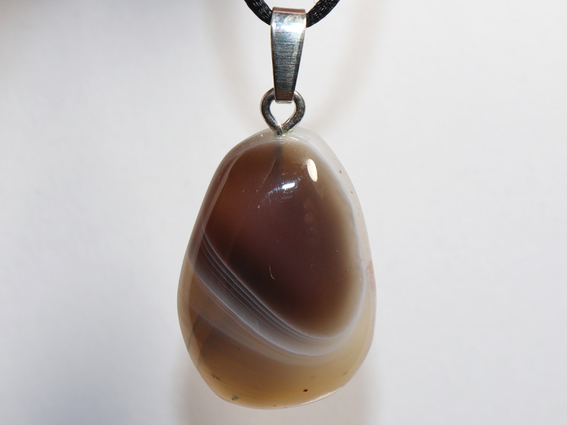 Botswana agate with cord or silver 925