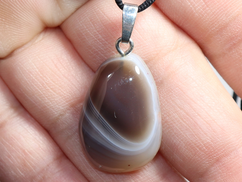 Botswana agate with cord or silver 925