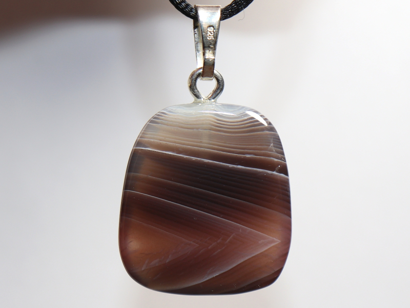Botswana agate with cord or silver 925