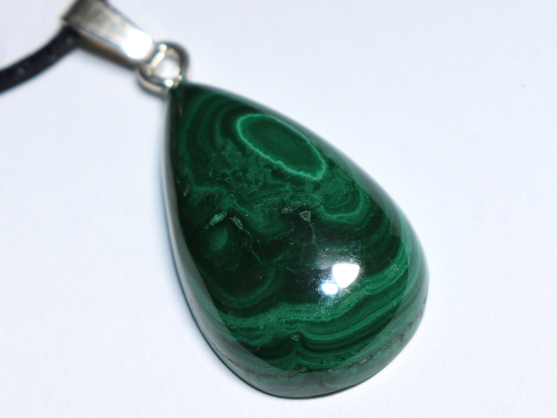 malachite with cord or silver 925