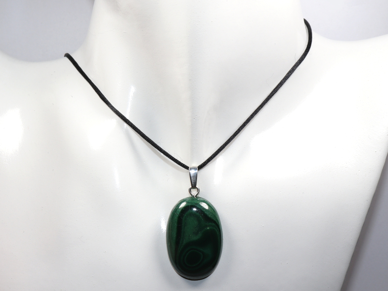 malachite with cord or silver 925