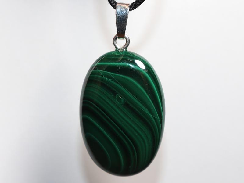malachite with cord or silver 925