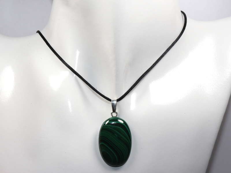 malachite with cord or silver 925