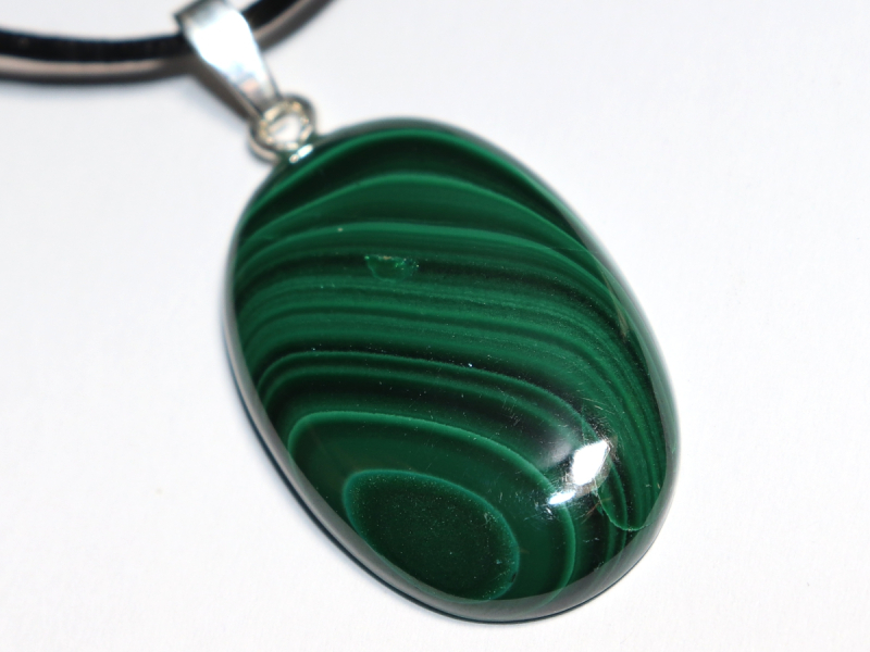 malachite with cord or silver 925