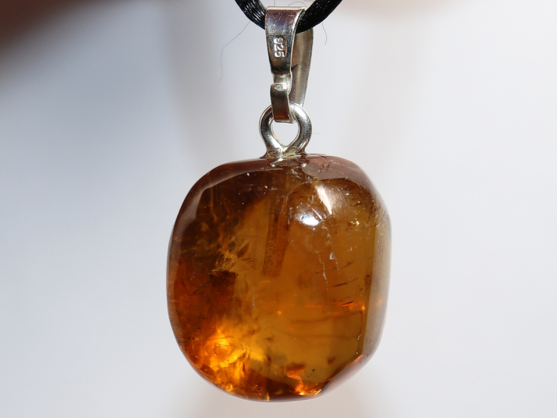 honey calcite with cord or silver 925