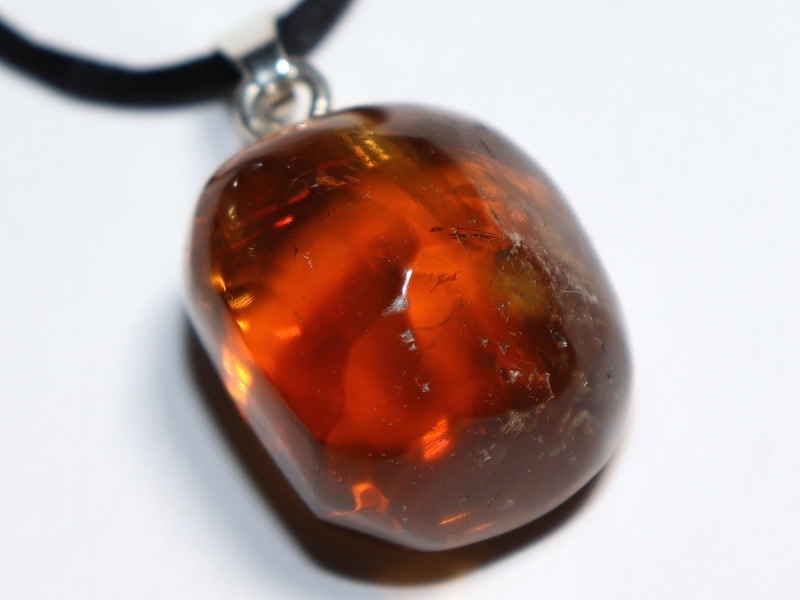honey calcite with cord or silver 925