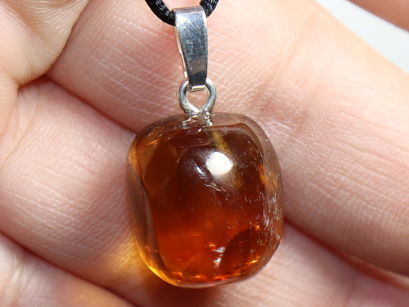 honey calcite with cord or silver 925