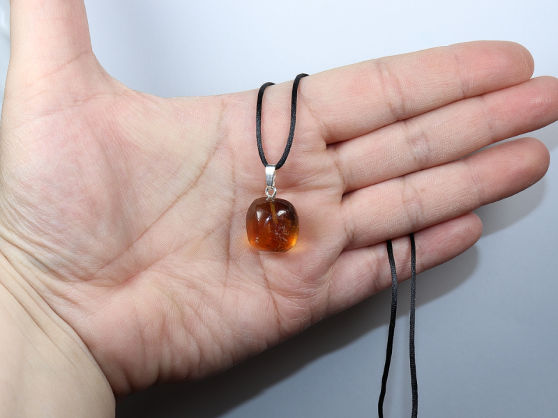 honey calcite with cord or silver 925