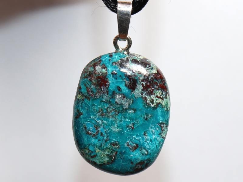 chrysocolla with cord or silver 925