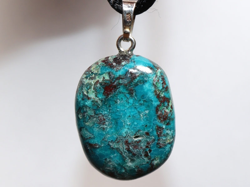 chrysocolla with cord or silver 925