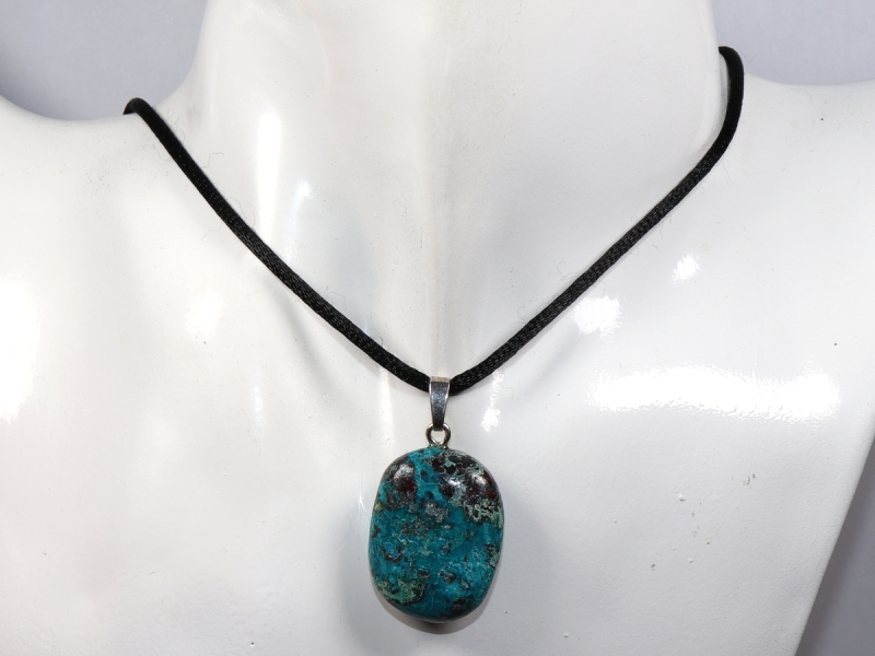 chrysocolla with cord or silver 925