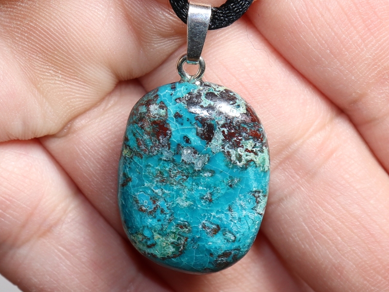 chrysocolla with cord or silver 925