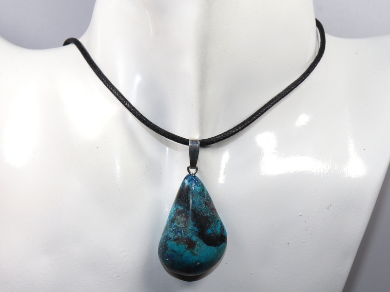 chrysocolla with cord or silver 925