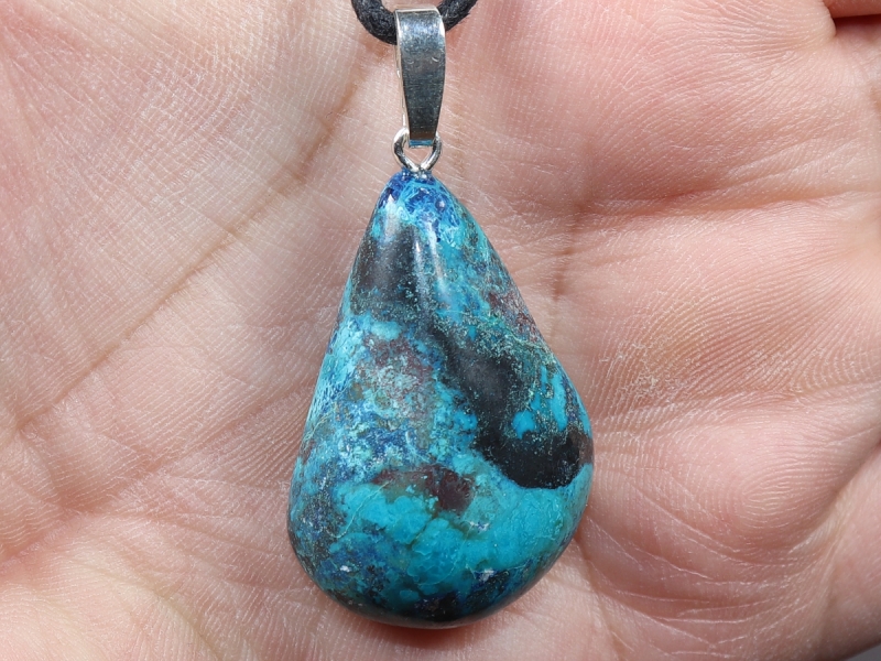 chrysocolla with cord or silver 925