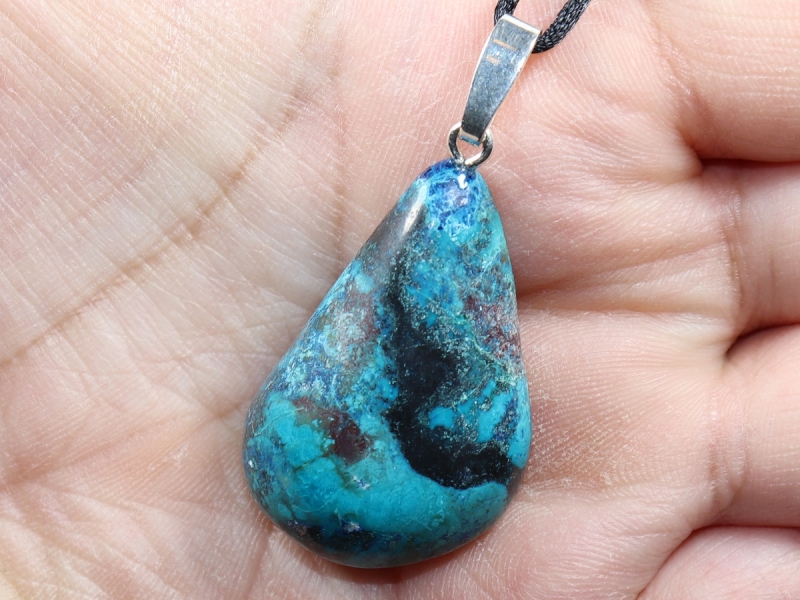 chrysocolla with cord or silver 925