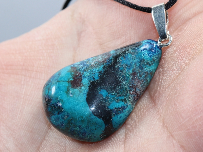 chrysocolla with cord or silver 925