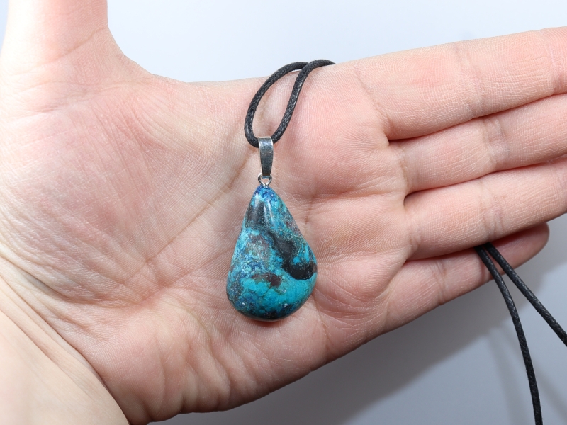chrysocolla with cord or silver 925