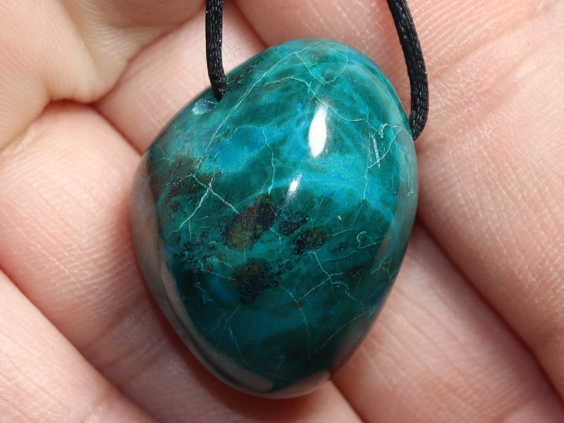 chrysocolla with cord or silver 925