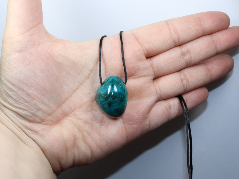 chrysocolla with cord or silver 925