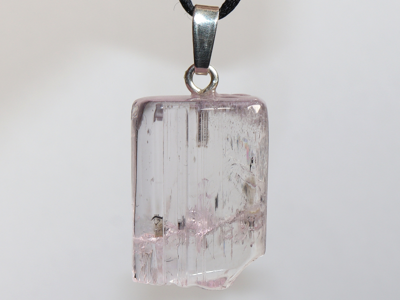 kunzite with cord or silver 925
