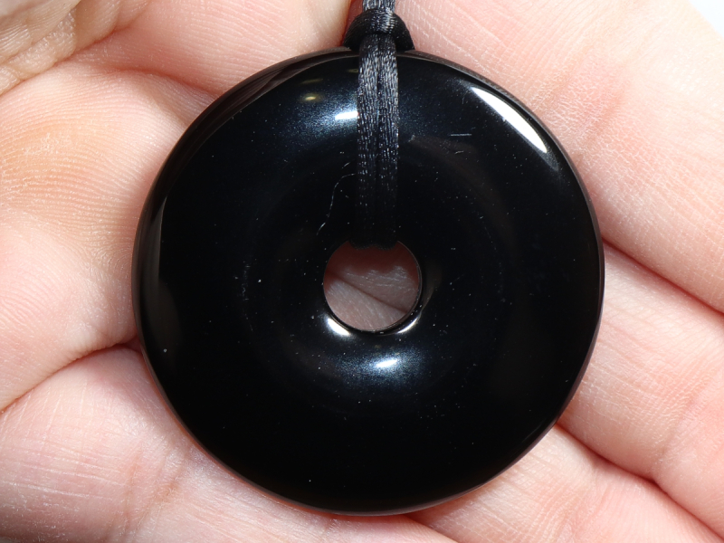 black obsidian with cord
