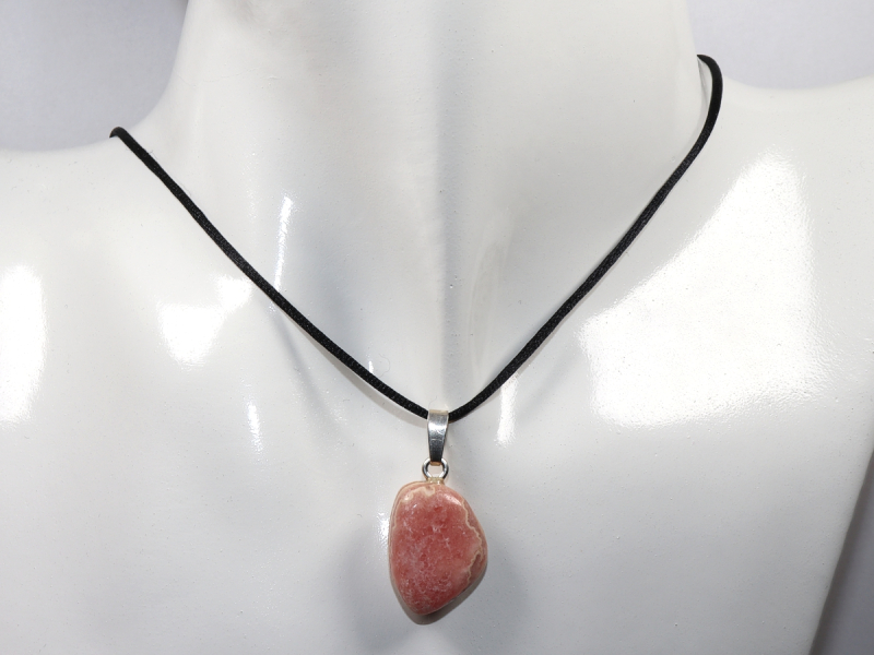 rhodochrosite with cord or silver 925